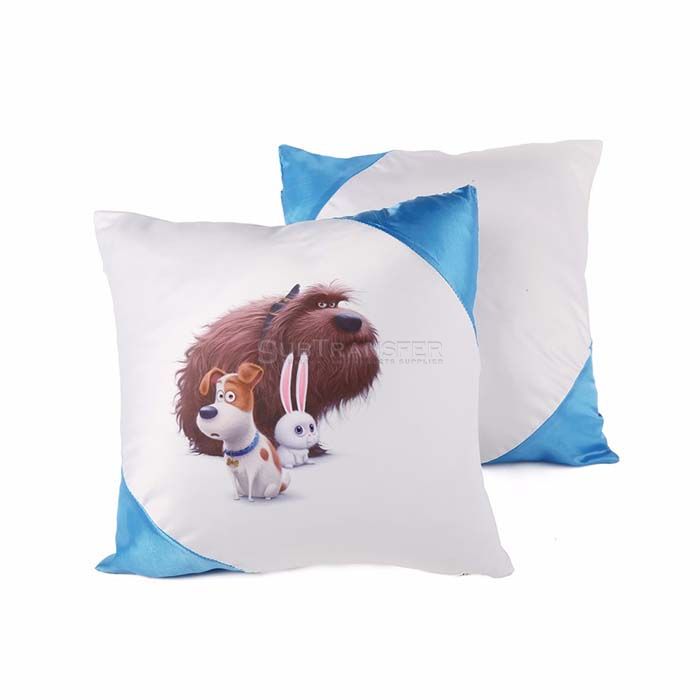 Blue Sublimation Pillow Case with Colored Corner 