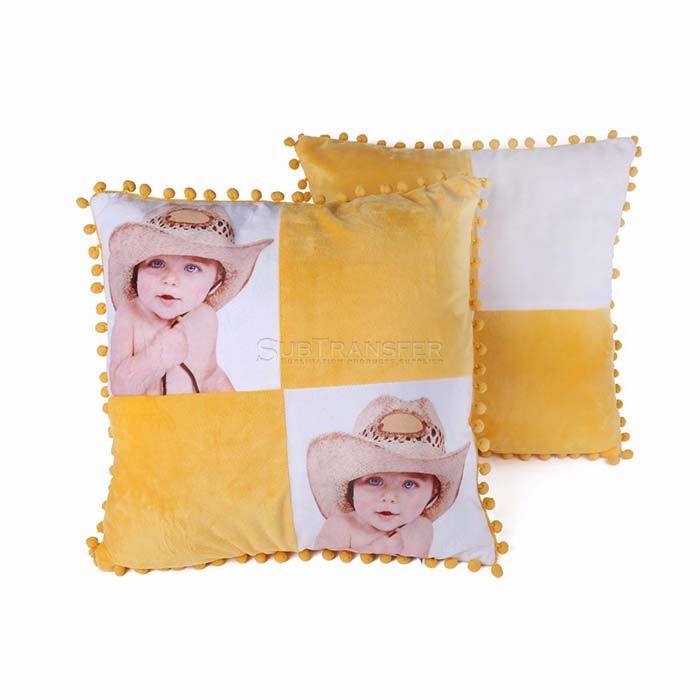 Sublimation Pillowcases With Colored Fluffy Ball Yellow