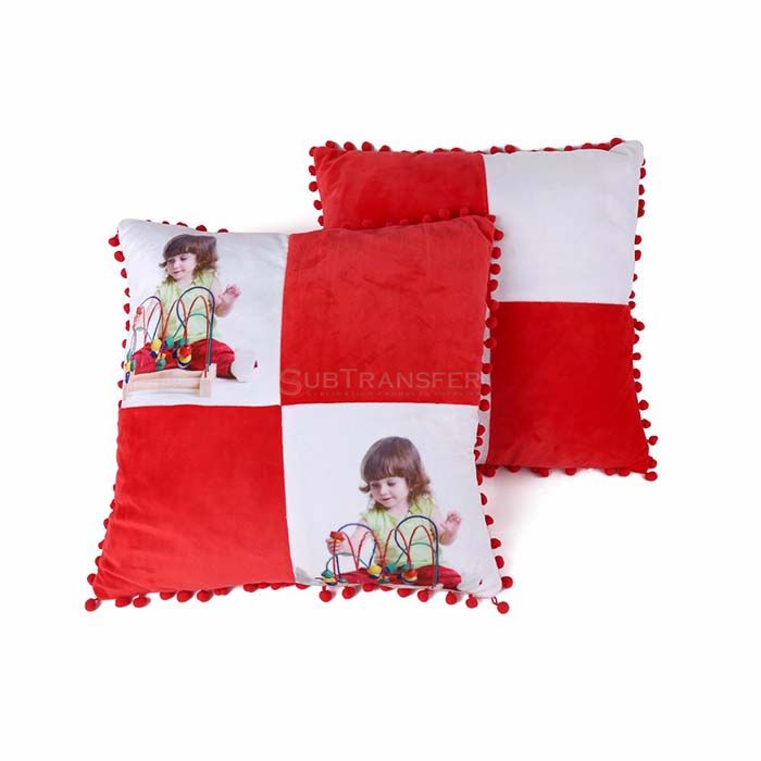 Sublimation Pillowcases With Red Fluffy Ball 
