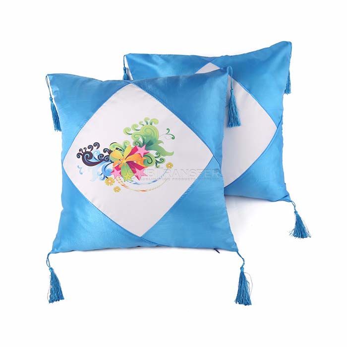 Blue Sublimation Polyester Pillow Case With Tassel