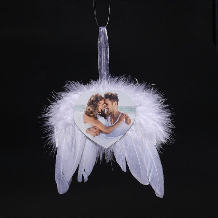 Sublimation Angel wings Feather Pendant,Christmas Pendant 