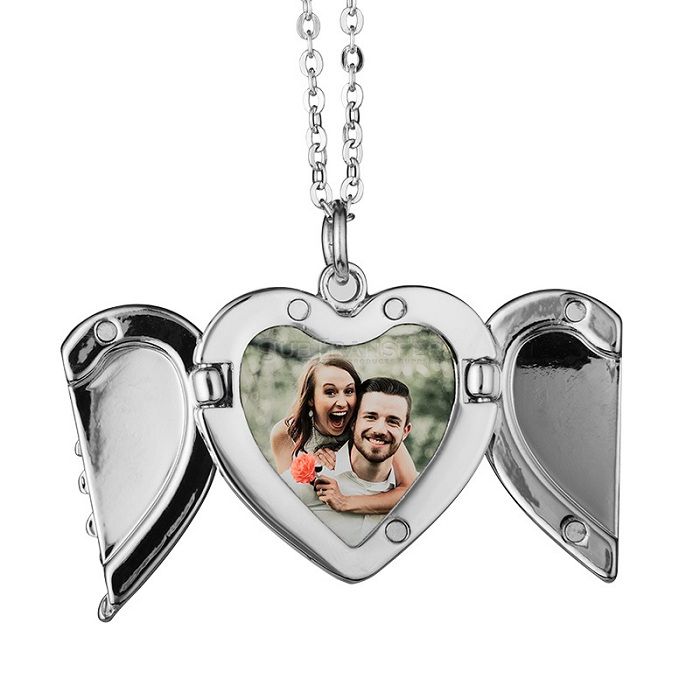Sublimation Angel Wings Valentine's Day Heart Necklace Pendant Gift