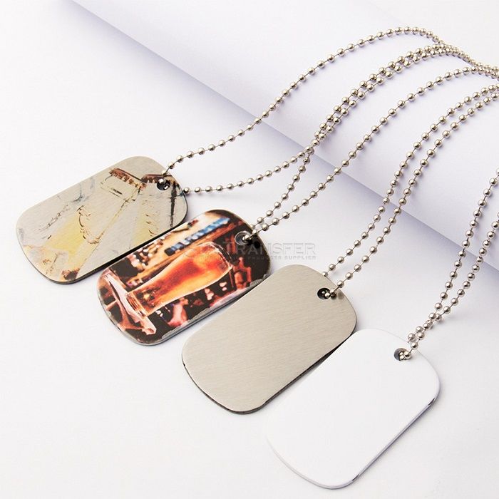 Sublimation Men's Stainless Steel Silver Pendant Necklace 