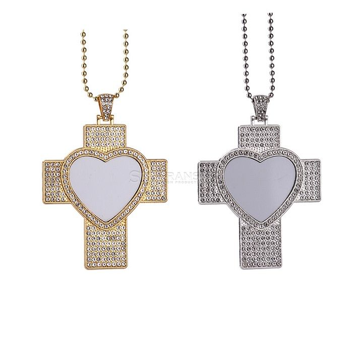 Sublimation Cross Necklace With Diamonds