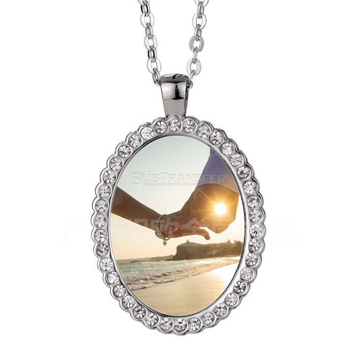 Sublimation Lovers Oval Necklace With Diamonds