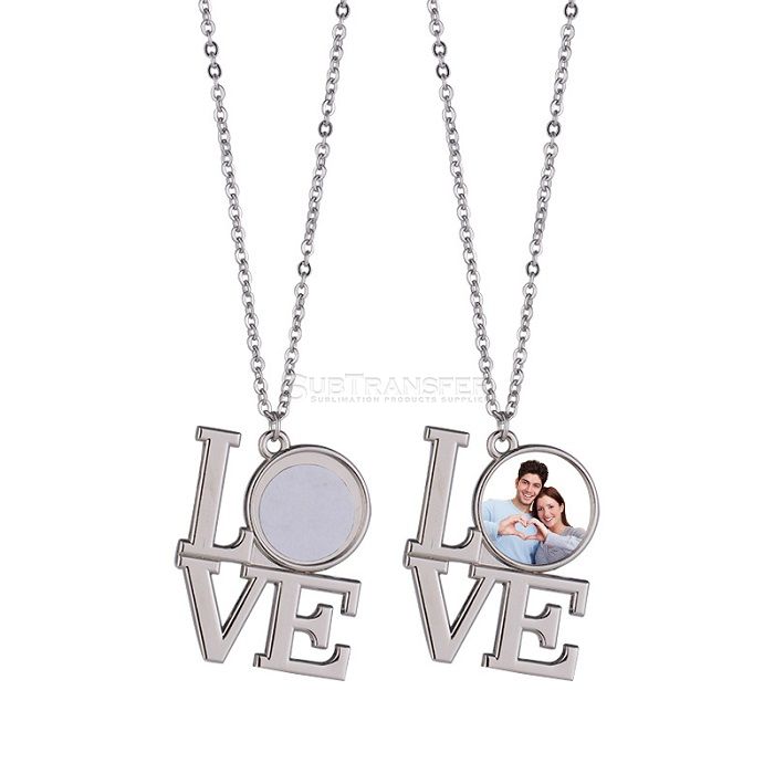 Sublimation Couples Love Letter Metal Necklace