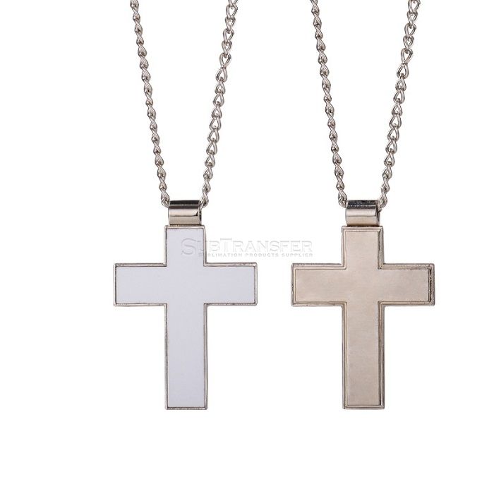 Sublimation Cross Metal Necklace 