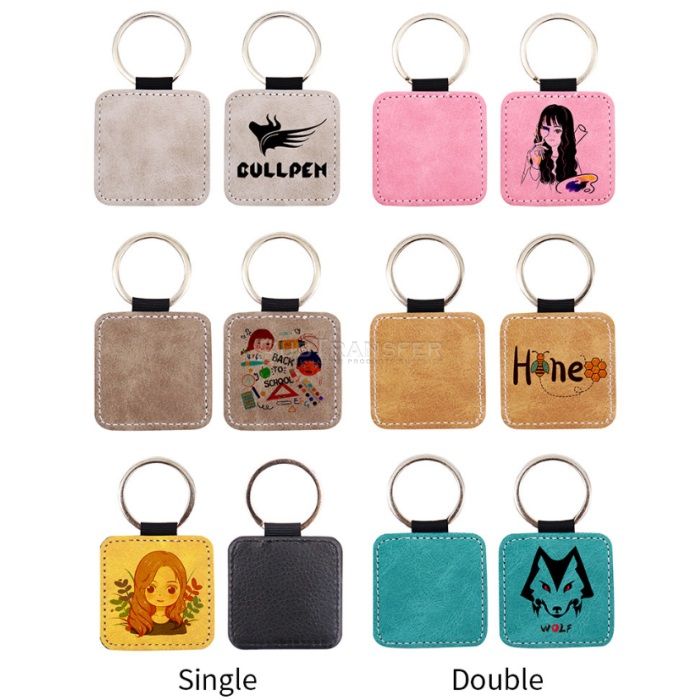 Sublimation Leather Square Keychain