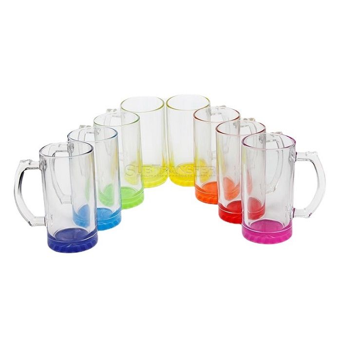 Sublimation Clear Colored Bottom Glass Beer Cup 16oz