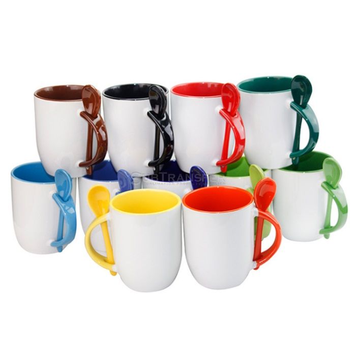 Sublimation Colored Mug With Spoon